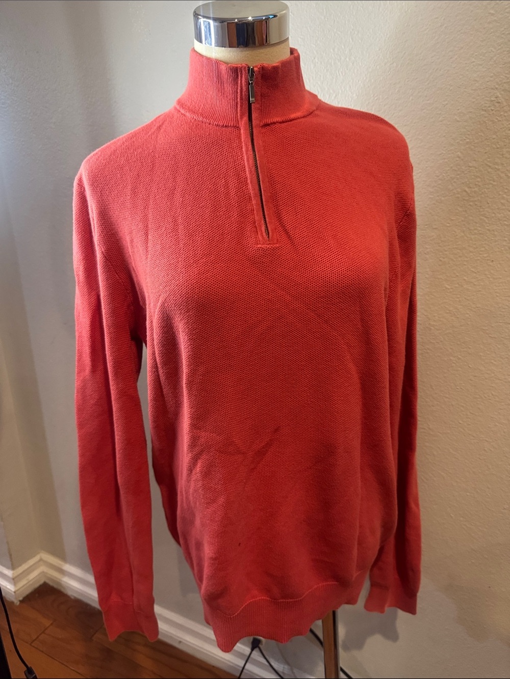 Men's Half-Zip Sweater in Coral Orange Charles Tyrwhitt size  medium